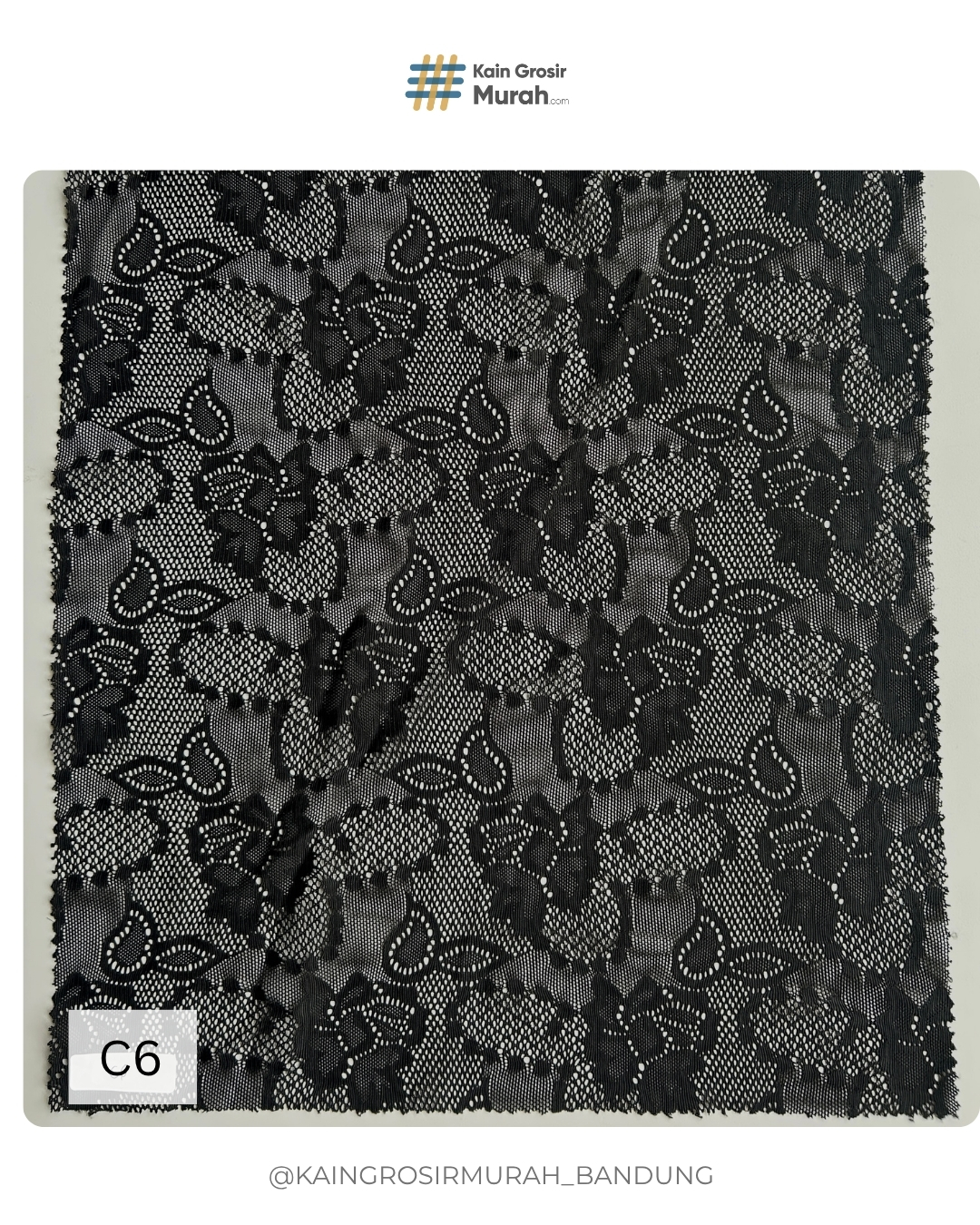Brokat Stefany R 1608 D#HDS-652P 7 Warna C6 Hitam Brokat Stefany R 1608 D#HDS-652P